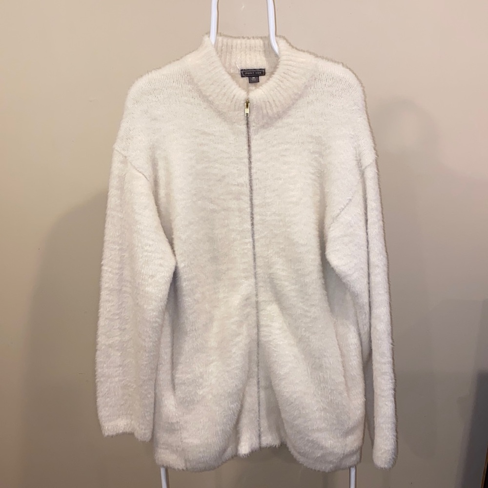 Point Sur Fuzzy Zip Up Jacket Cozy Size Medium Cream